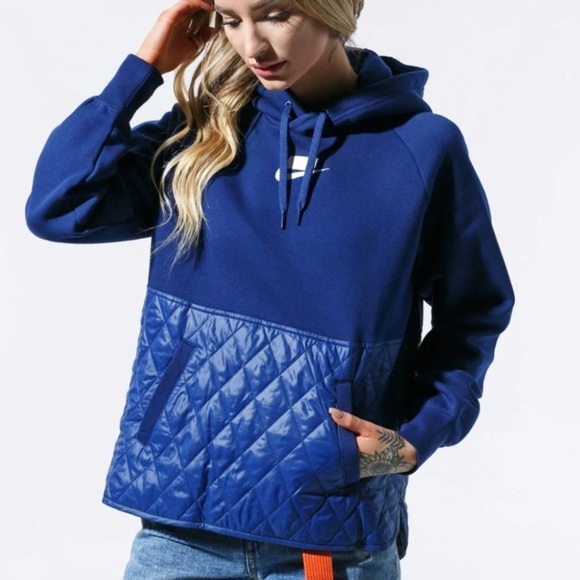 Nike Blue Quilted Hoodie - Picture 2 of 14
